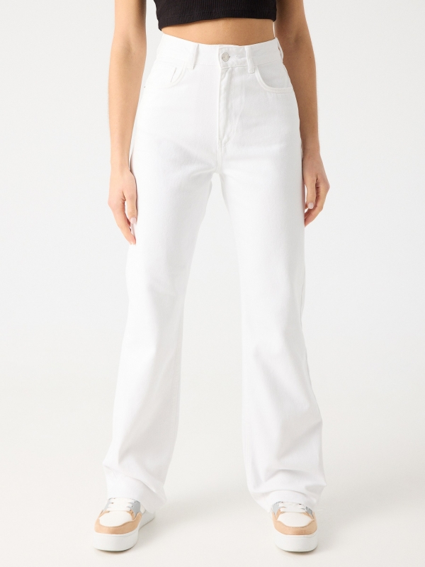Wide-leg five-pocket jeans white middle front view
