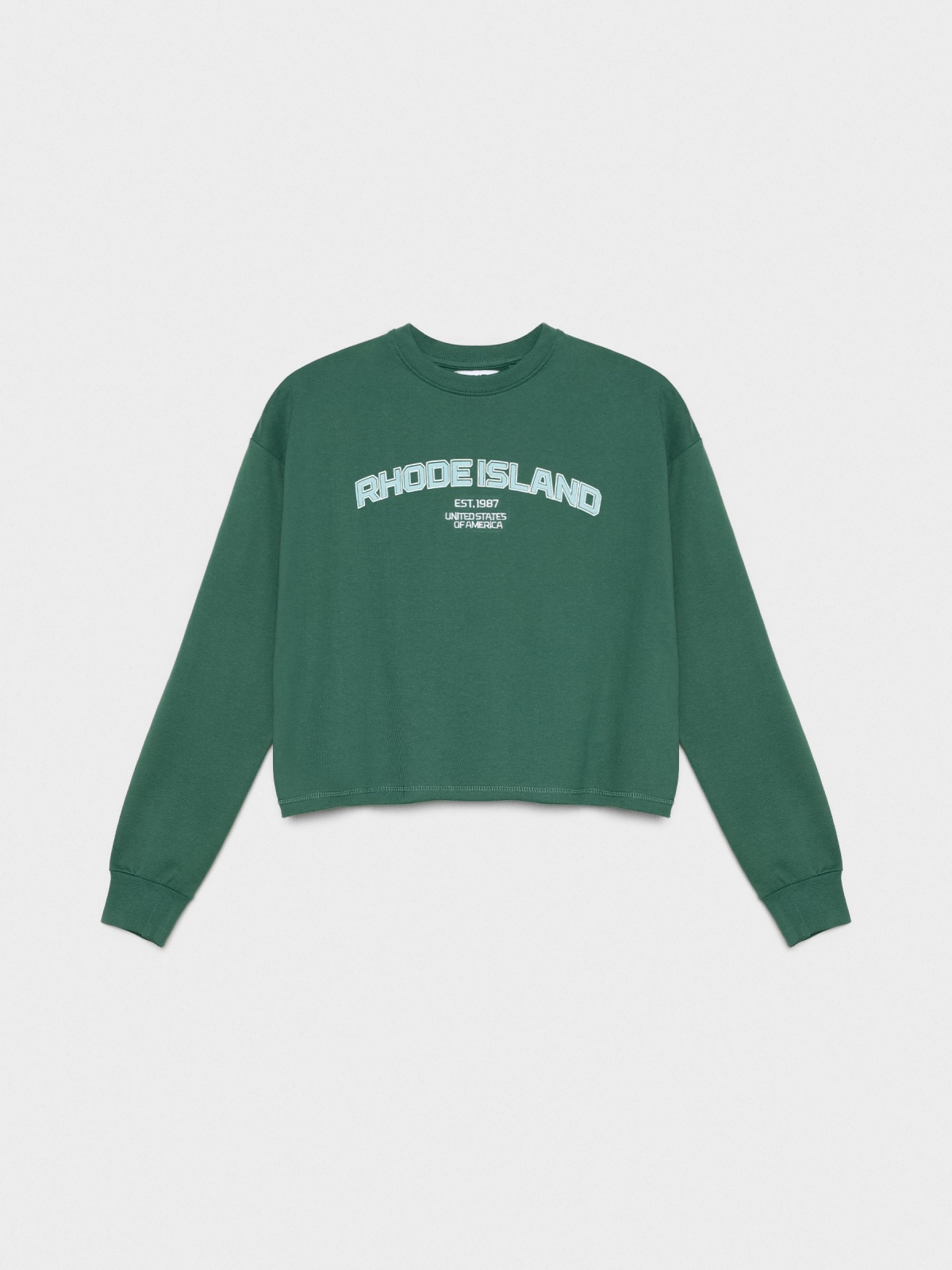  Sweatshirt cropped com estampado verde escuro
