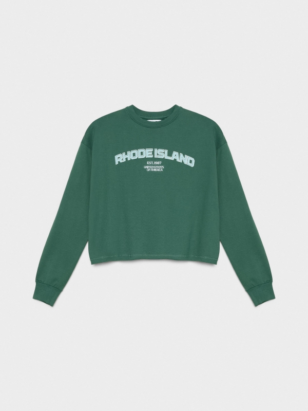  Sweatshirt cropped com estampado verde escuro