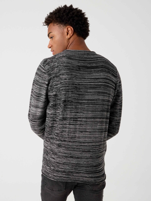 Suéter combinado com nervuras cinza escuro vista meia traseira