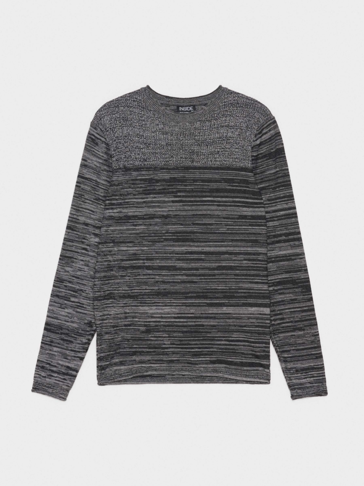  Suéter combinado com nervuras cinza escuro