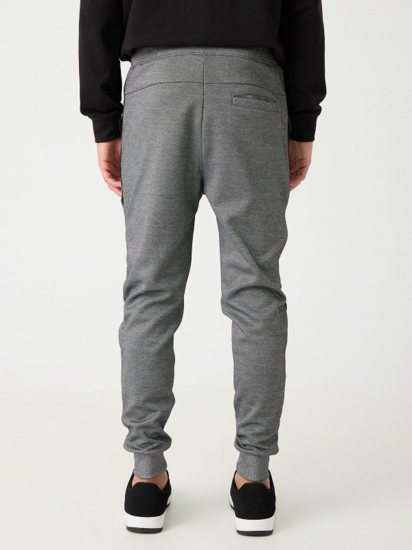 Combined gray jogger pants grey middle back view