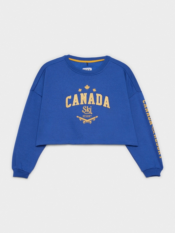  Sweatshirt cropped estampa Canadá índigo