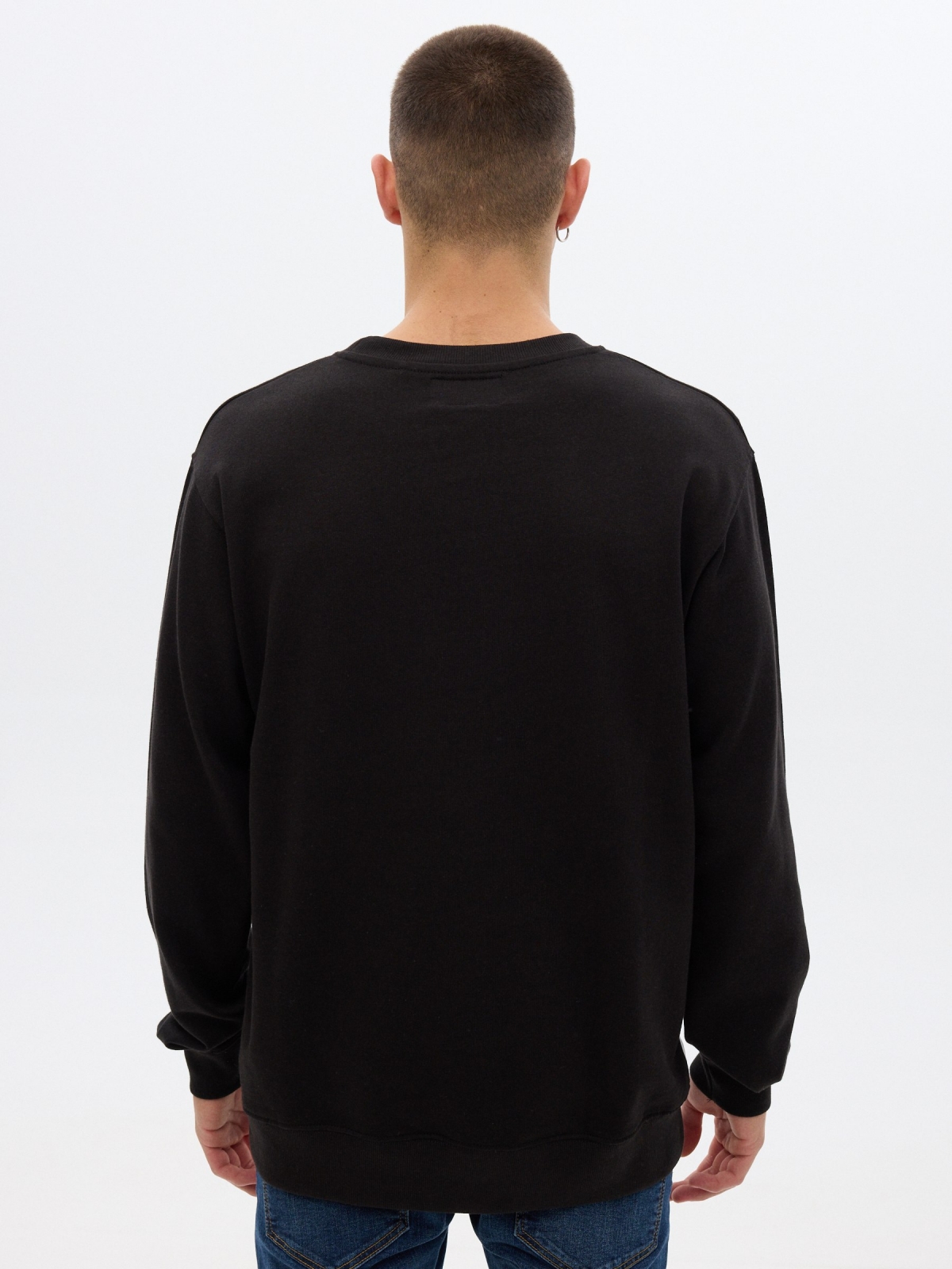 Color block sweatshirt preto vista meia traseira