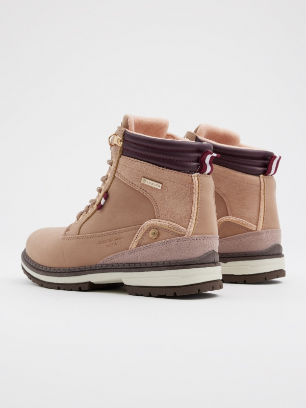 Camel mountain style boot pink 45º back view