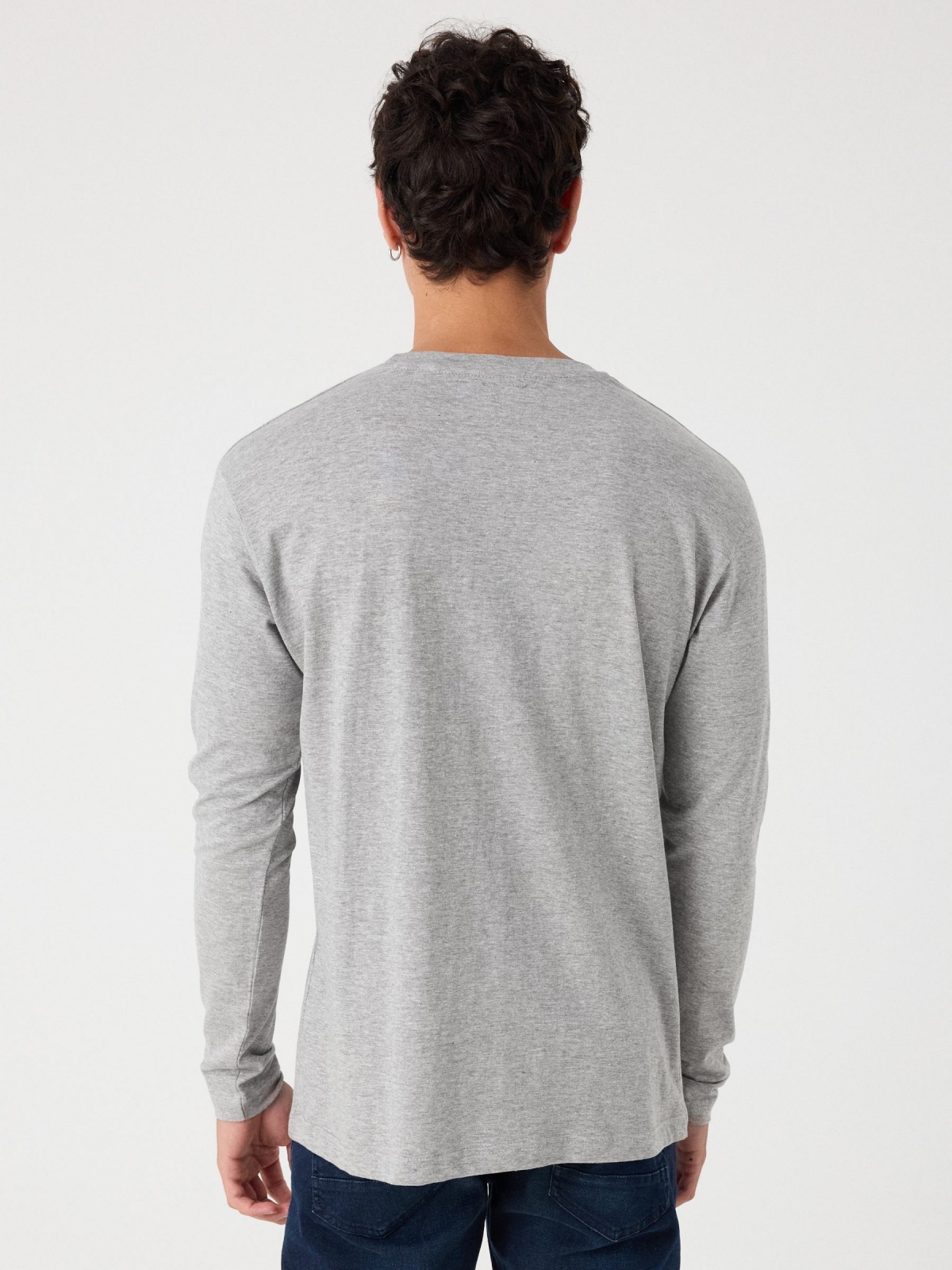 University print t-shirt grey middle back view