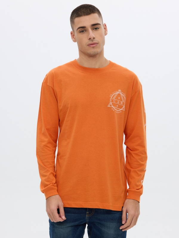 Camiseta tie&dye naranja oscuro vista media frontal