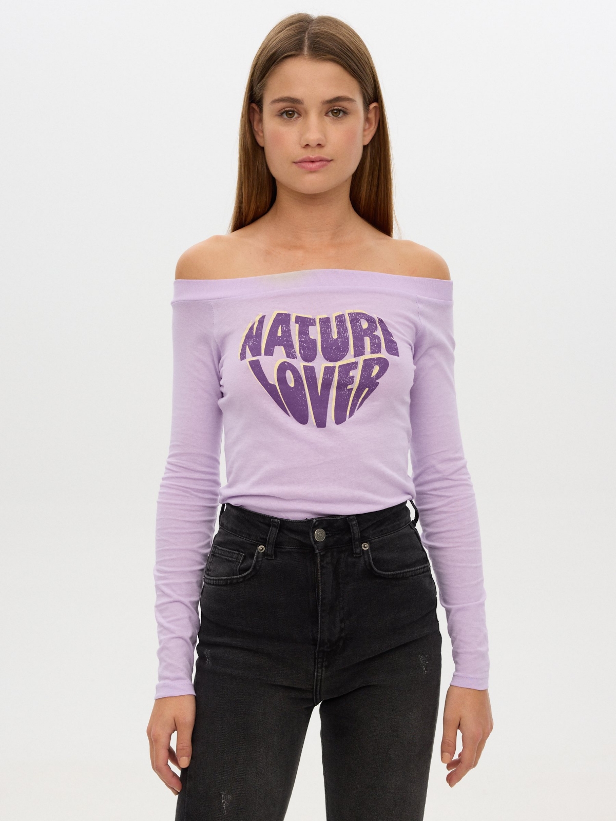 Natural Lover T-shirt lilac middle front view
