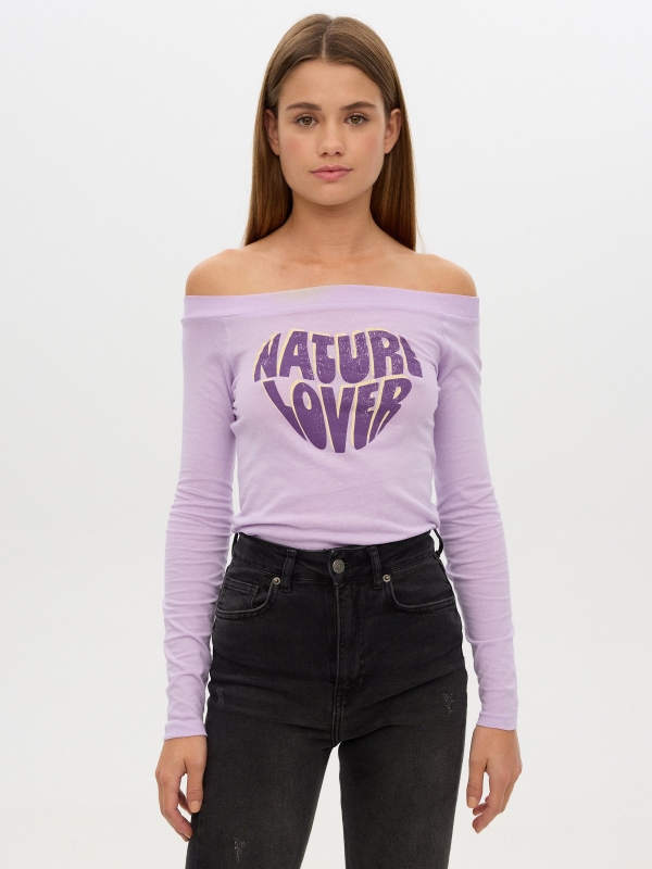 T-shirt do Natural Lover lilás vista meia frontal