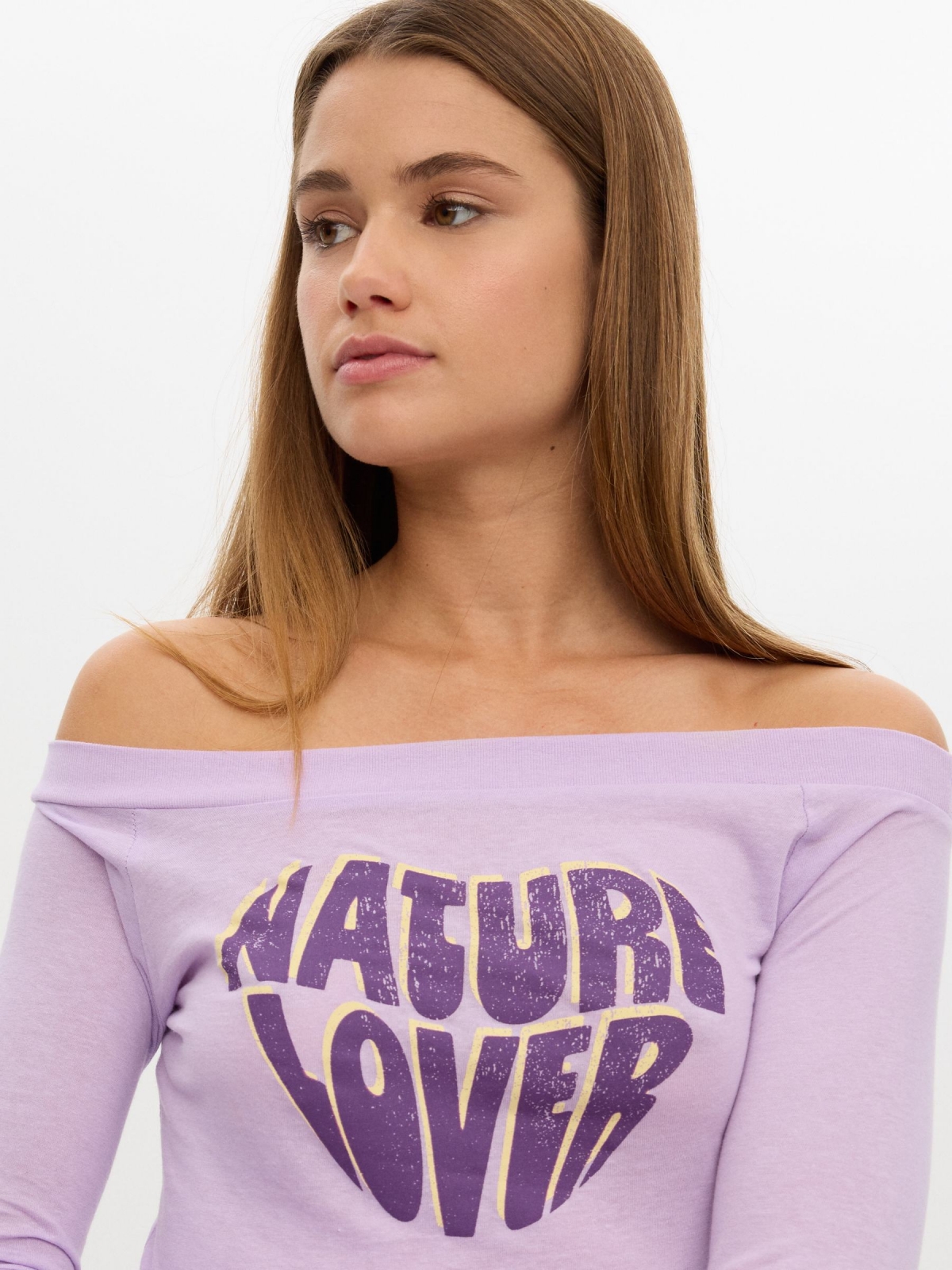 Camiseta Natural Lover lila vista detalle