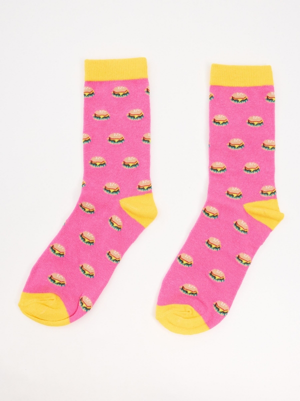 Pack of 3 fantasy print socks multicolor with a model