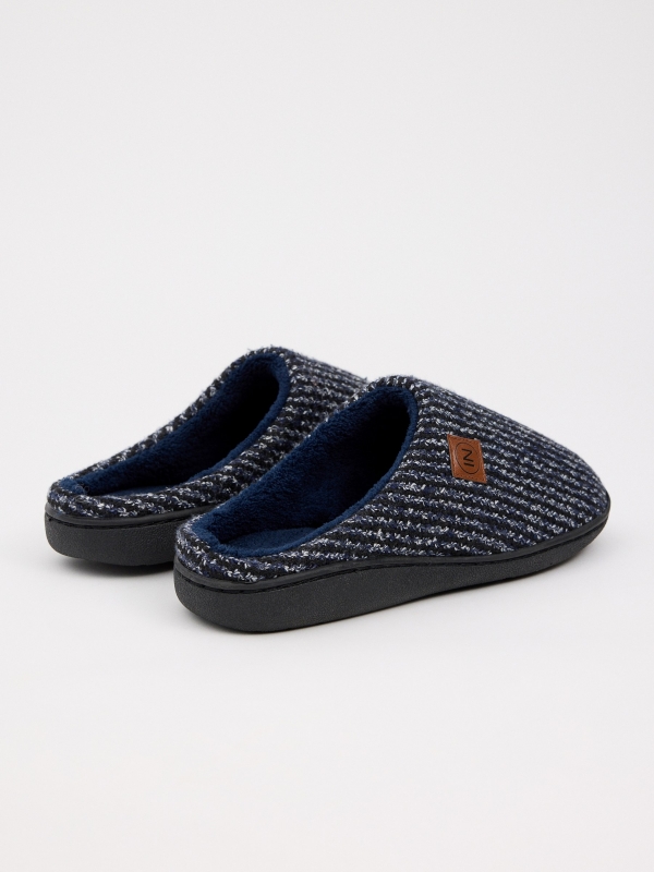 Marbled knit slippers navy front view