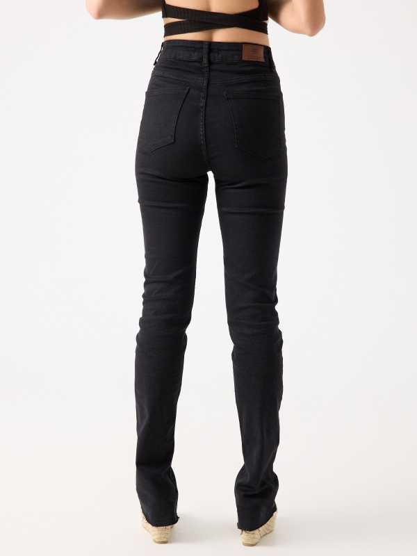 High waist black flared jeans black middle front view