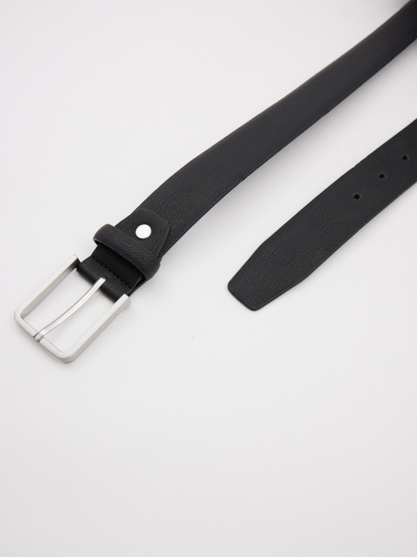 Black leatherette belt detail view