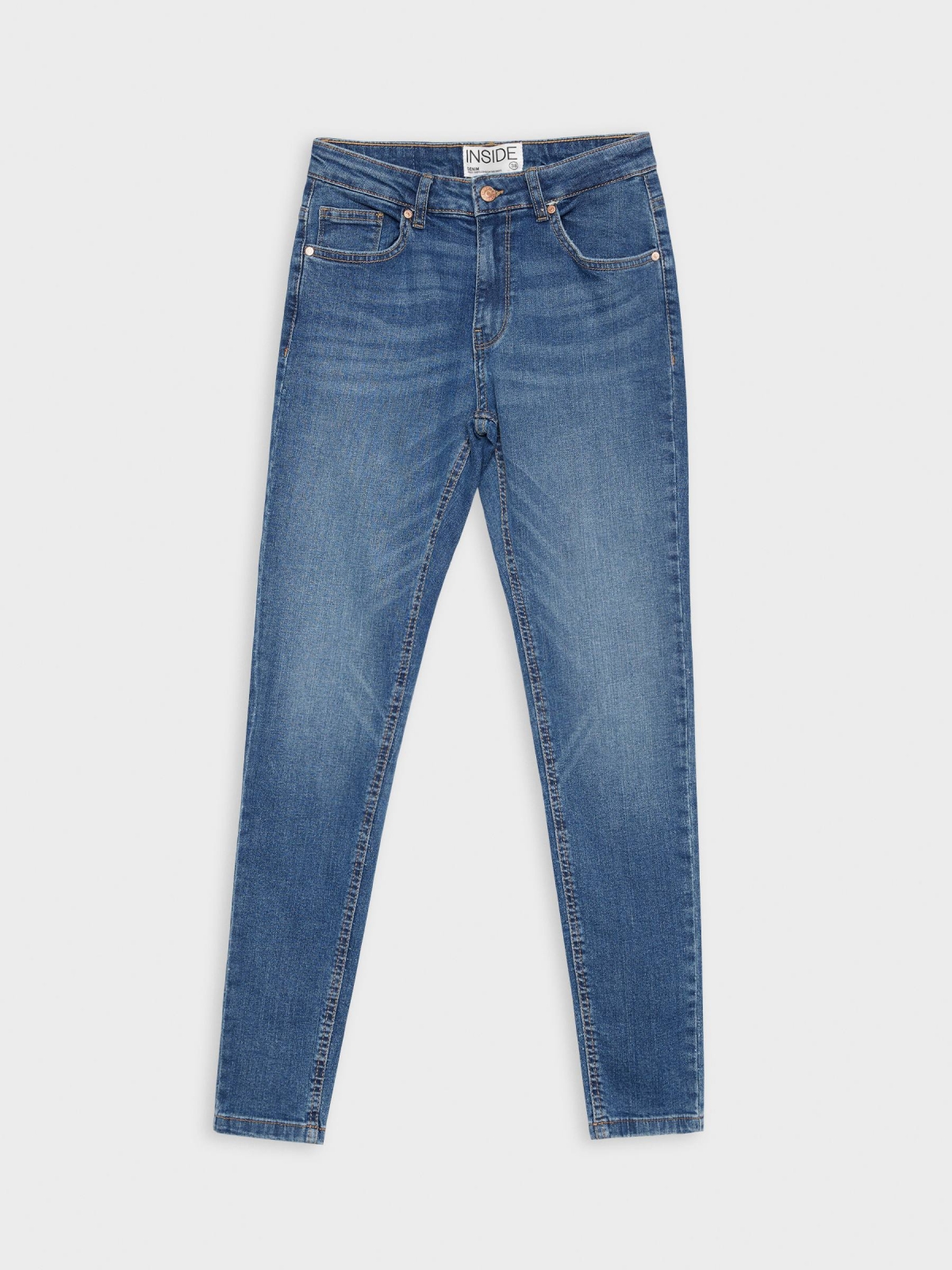  Jeans skinny de cintura média efeito lavado azul ducados