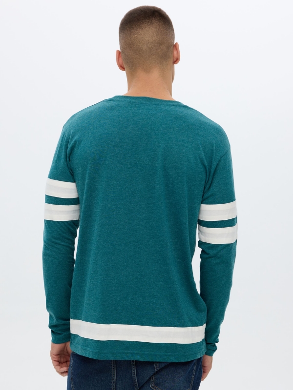 Textured T-shirt green middle back view