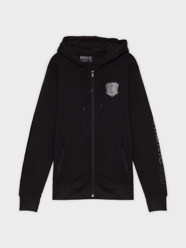  Zipper hooded sweatshirt black
