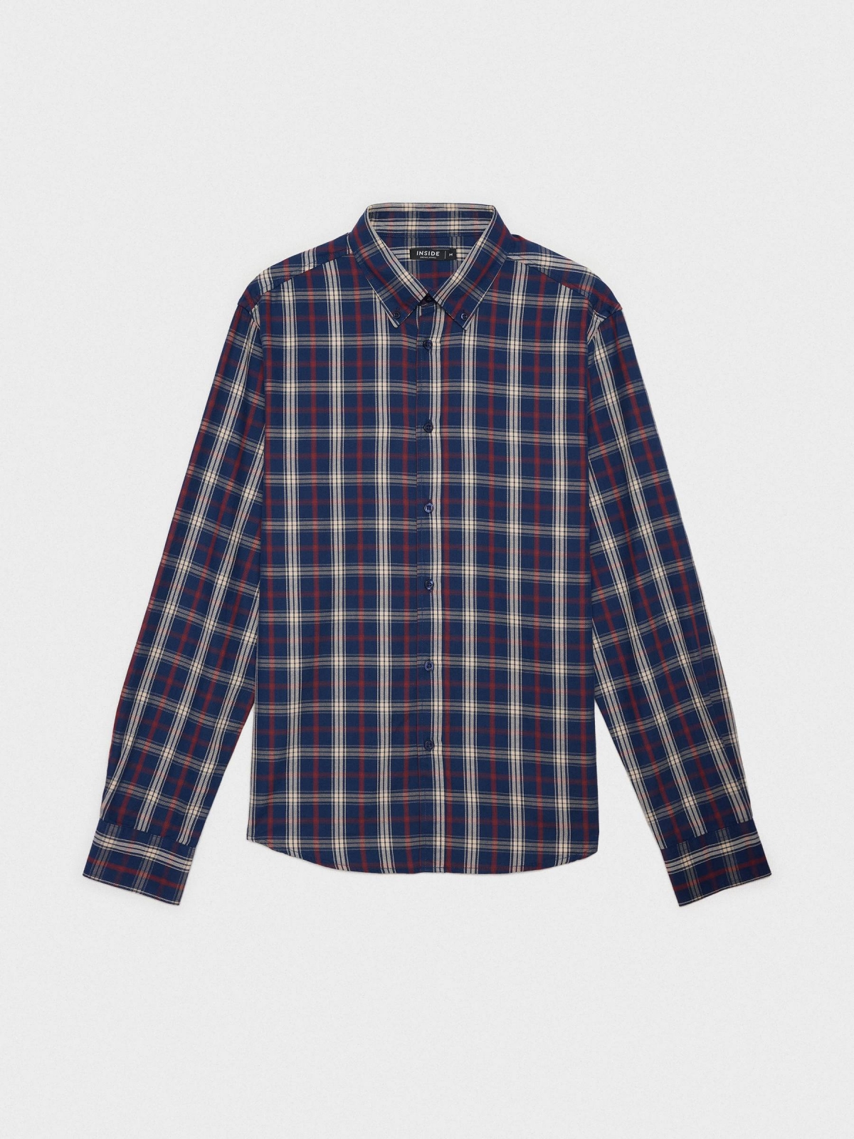  Blue checked print shirt navy