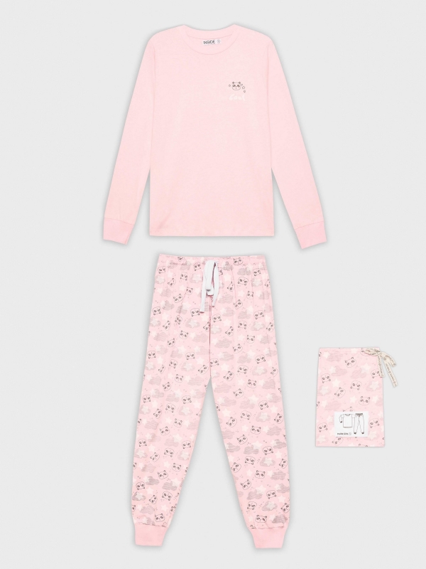 Panda pijama rosa rosa claro