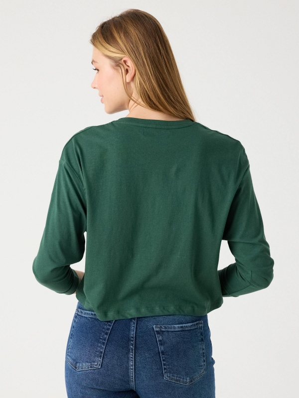 Camiseta con estampado verde vista media trasera