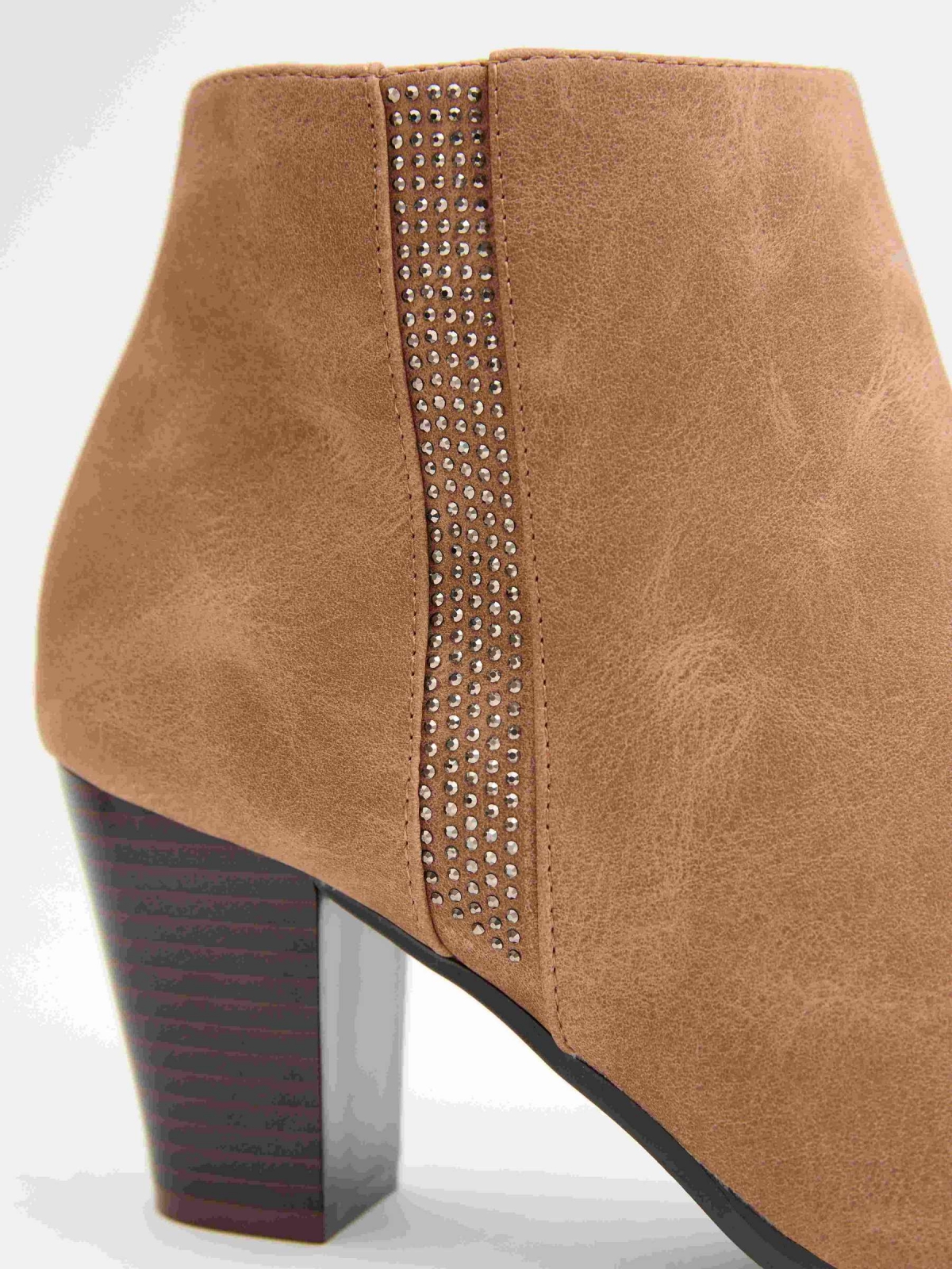 Camel leather effect ankle boots beige detail view