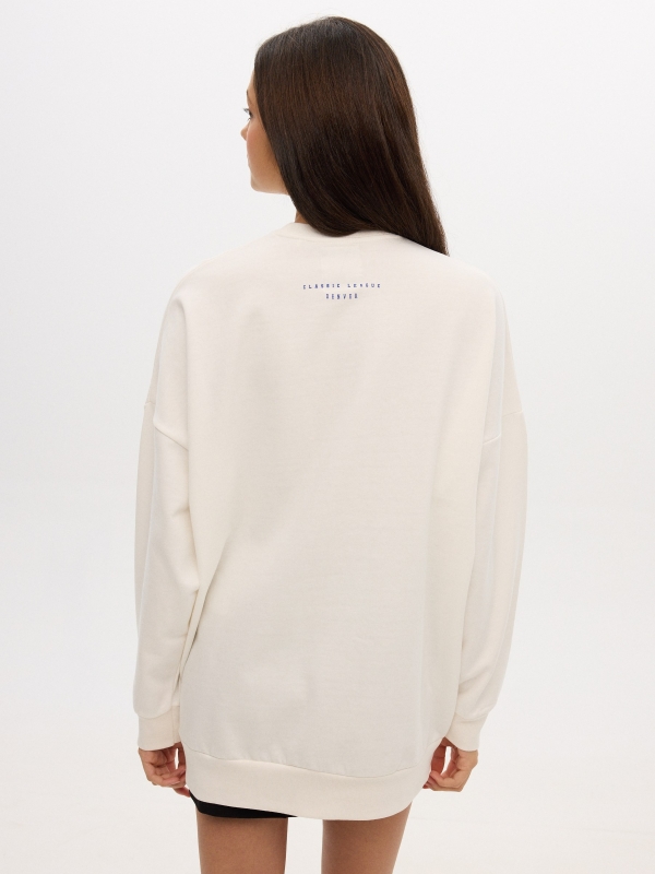 Oversized sweatshirt with print off white middle back view