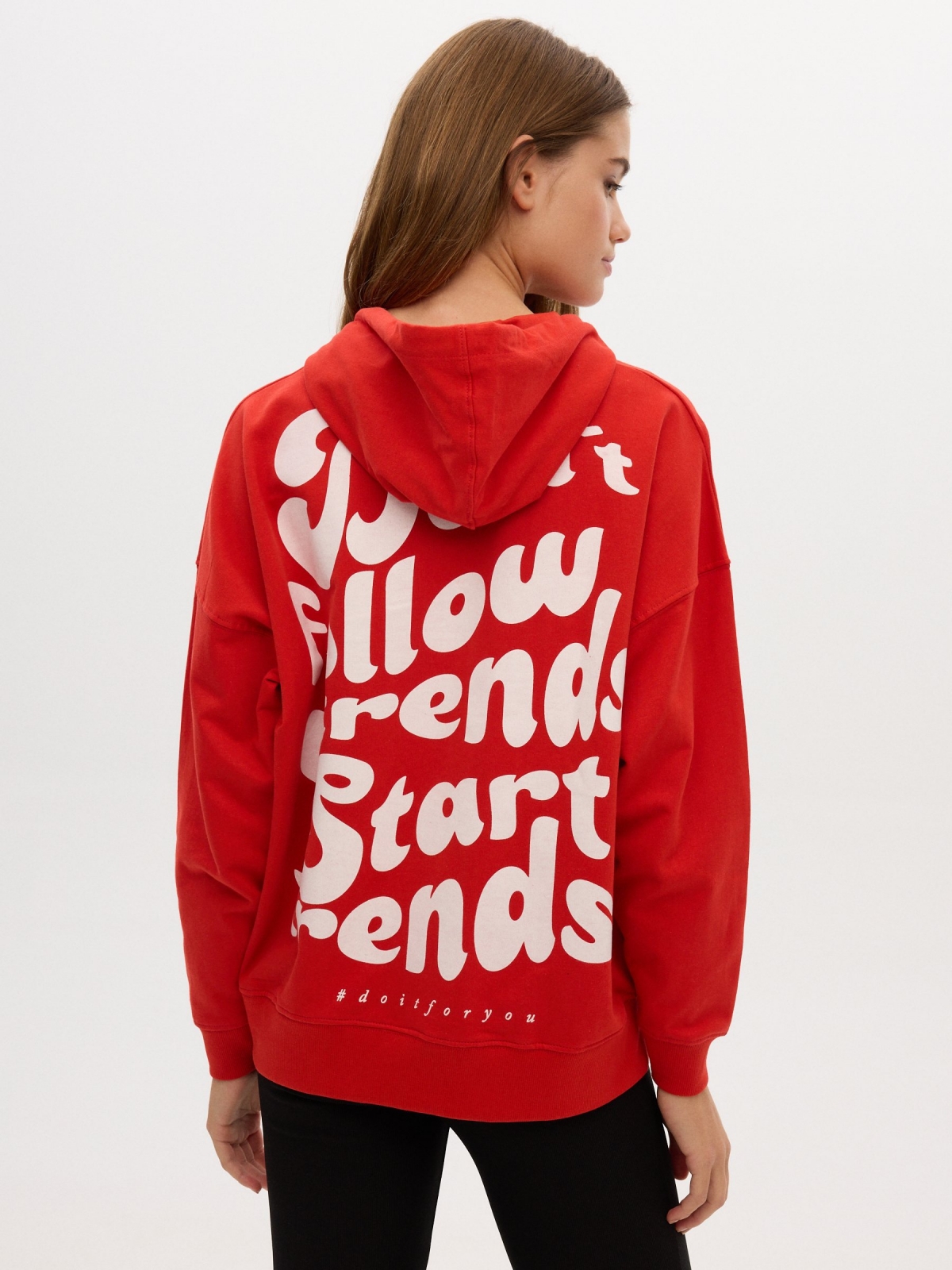 Sweatshirt Don´t Follow Trends vermelho vista meia traseira