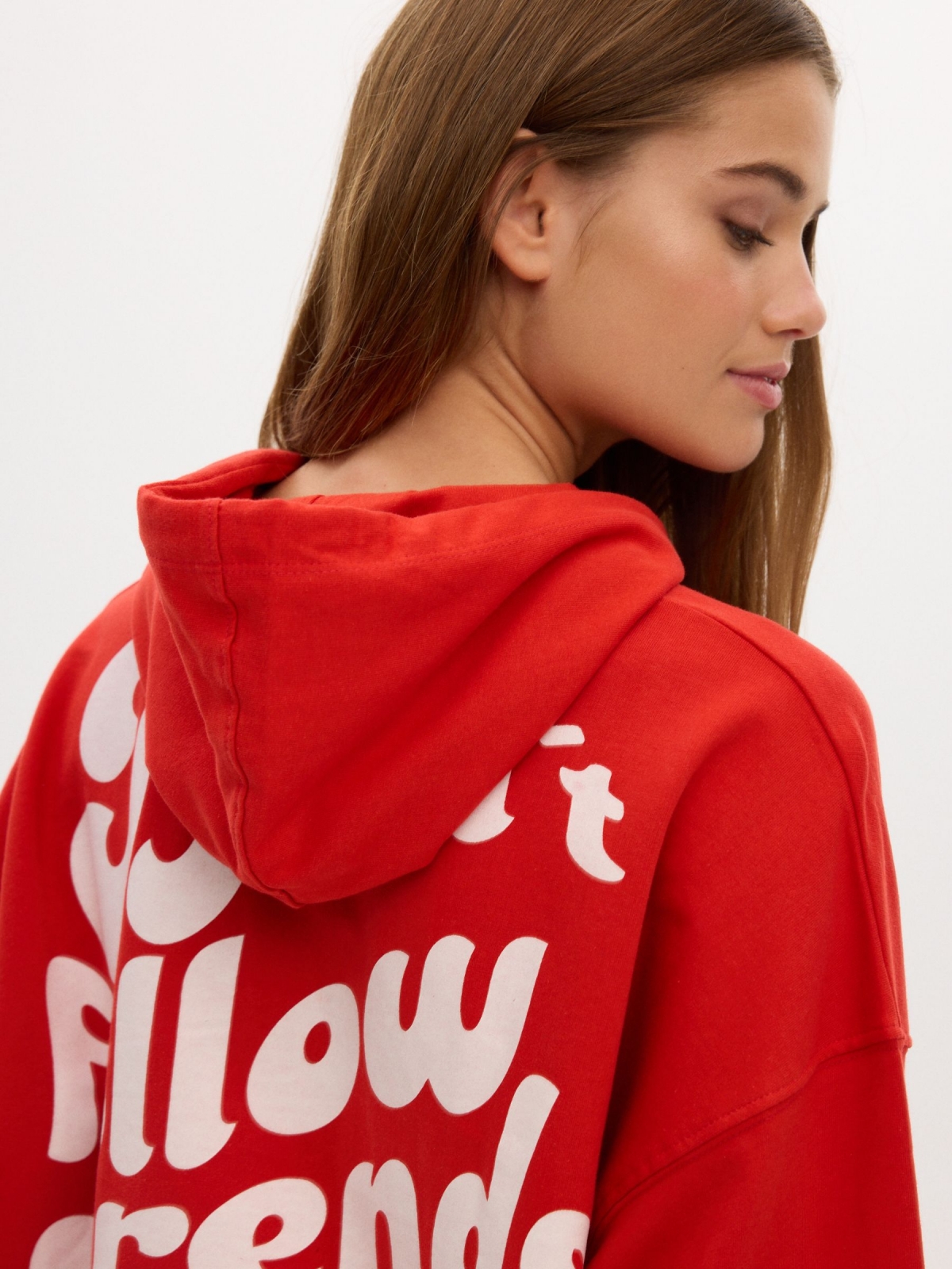 Sweatshirt Don´t Follow Trends vermelho vista detalhe
