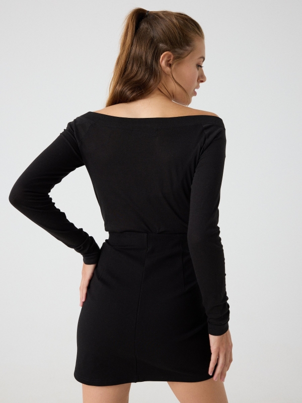 T-shirt with bardot neckline black middle back view