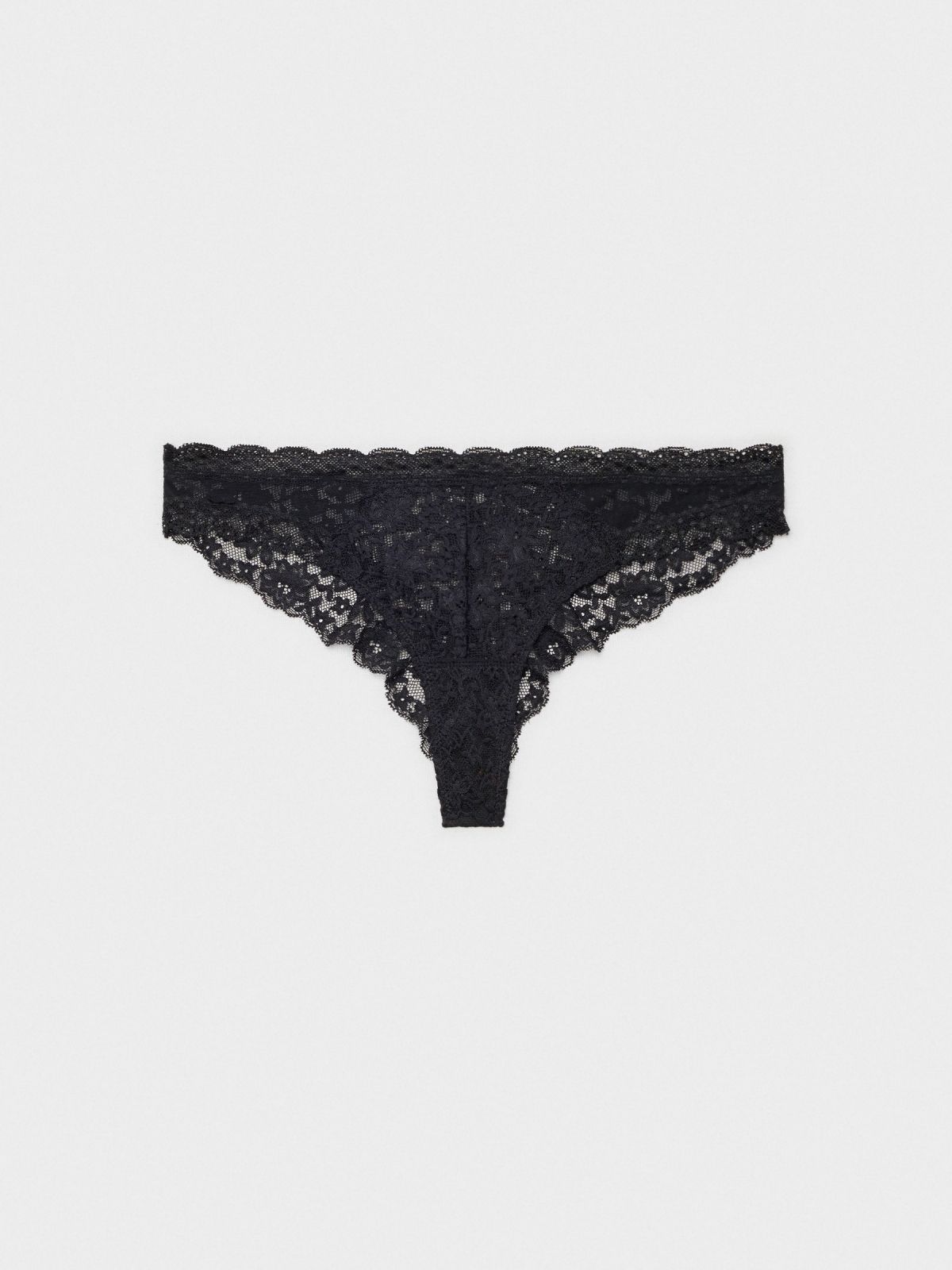 Black lace panties thin waist black middle back view