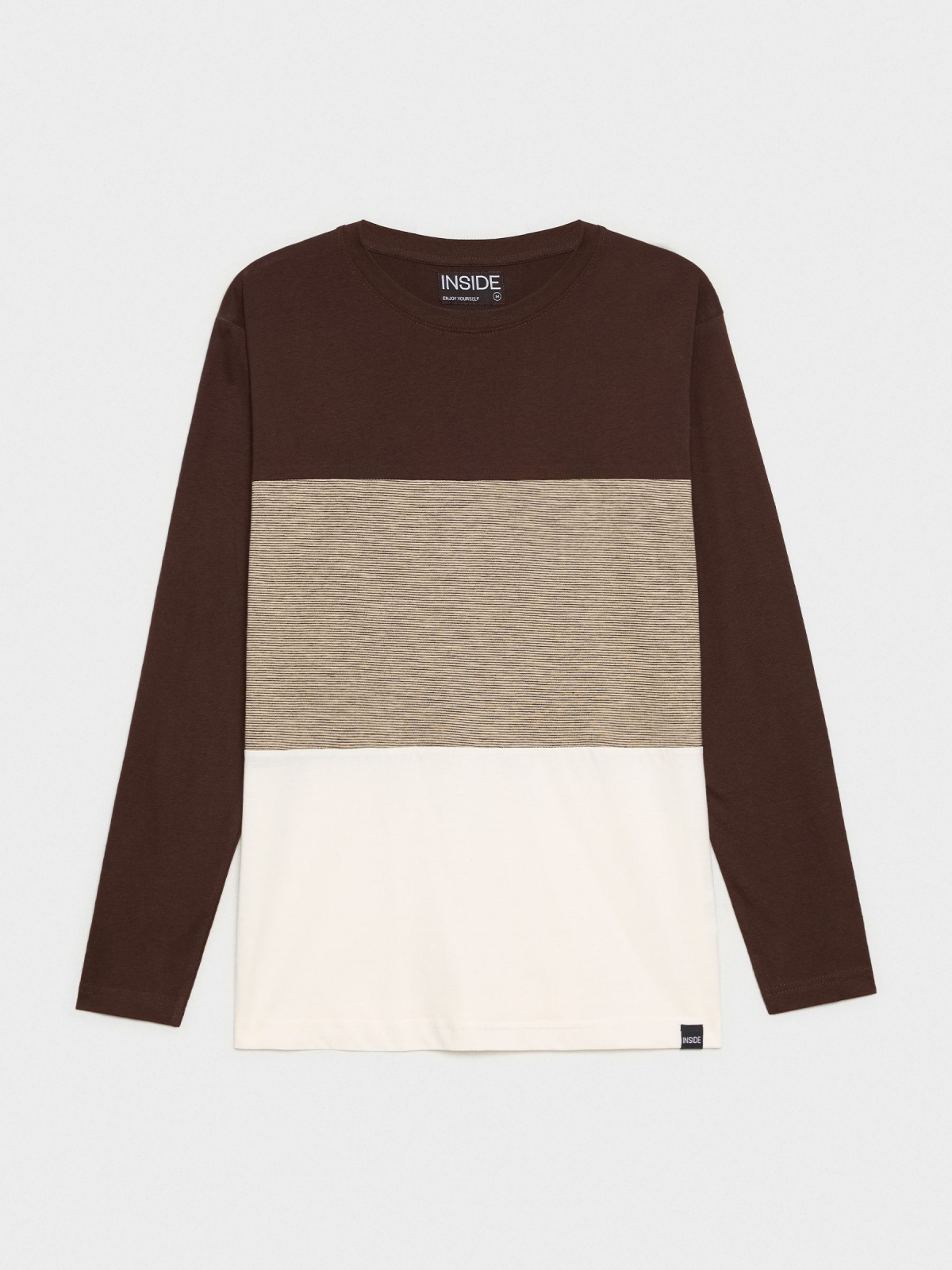  Combined textures T-shirt chocolate