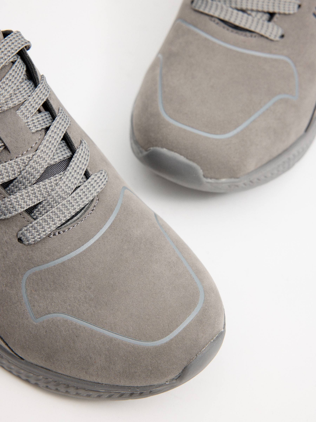 Casual gray leather effect trainers grey detail view