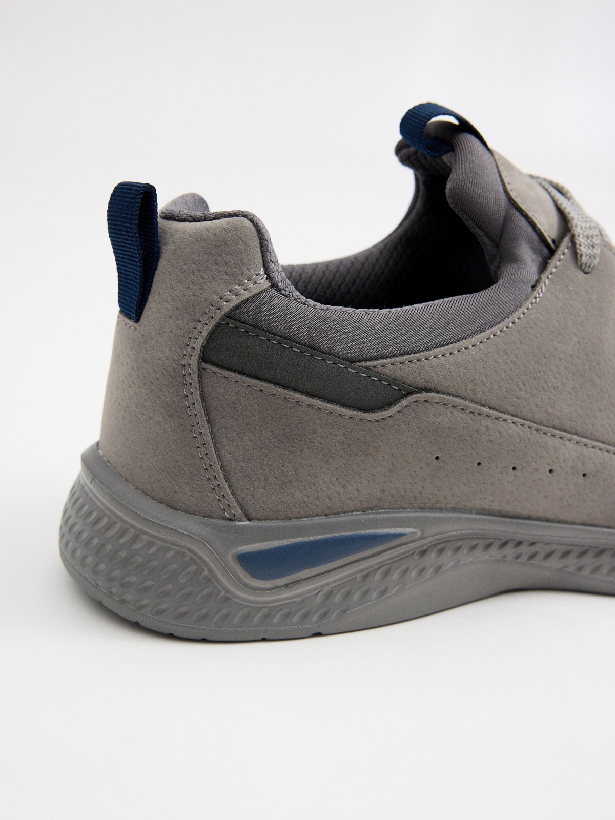 Casual gray leather effect trainers grey detail view
