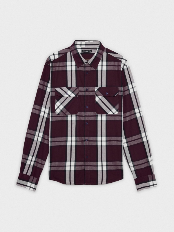  Checked shirt with flap pockets garnet