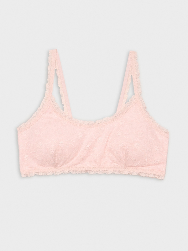 Pink lace non-wired bra light pink