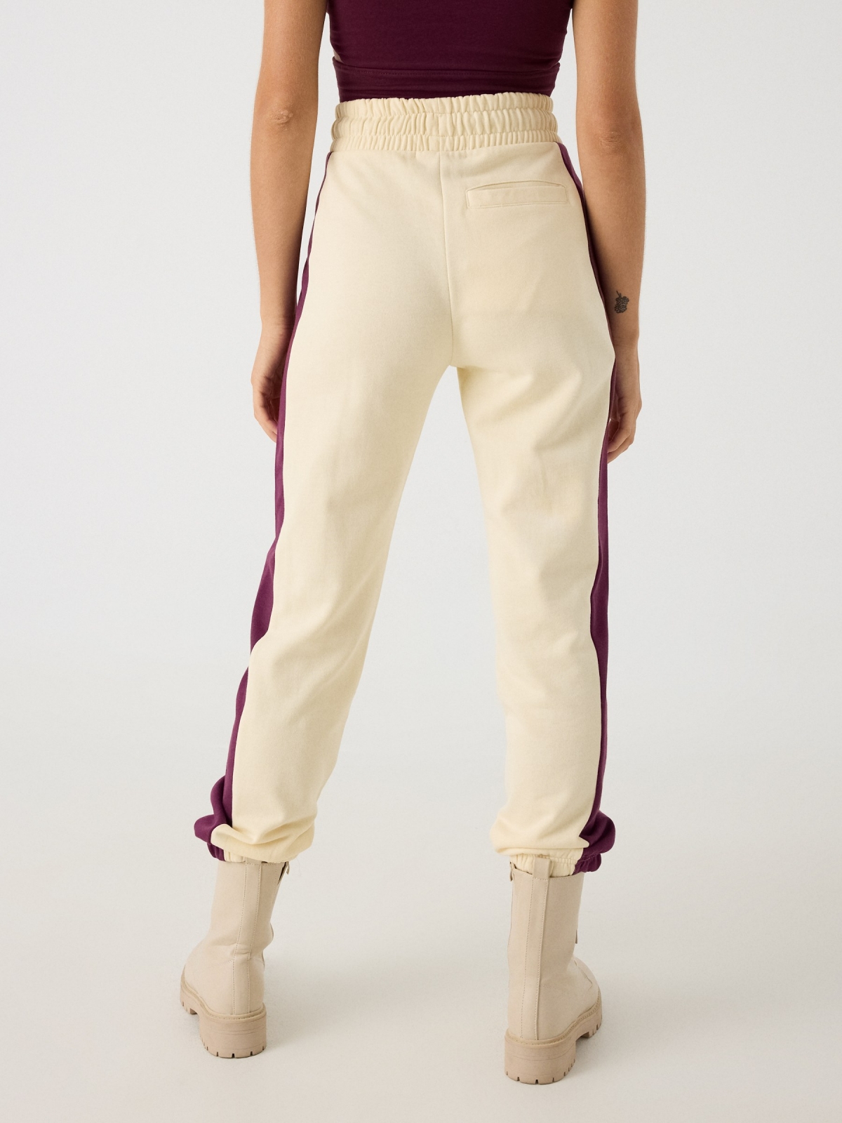 Two-tone joggers sand middle back view