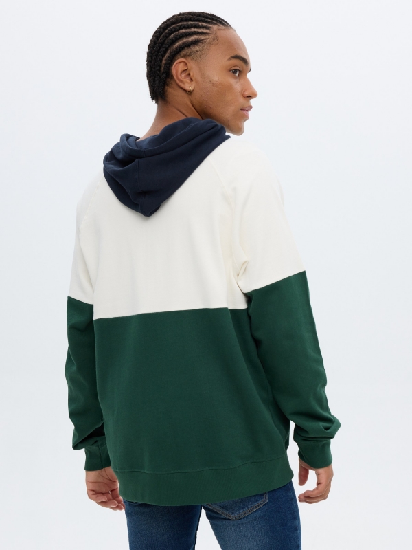 Color block sweatshirt verde escuro vista meia traseira