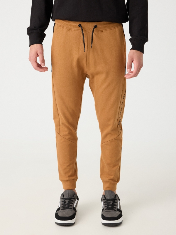 Jogger pants light brown middle front view