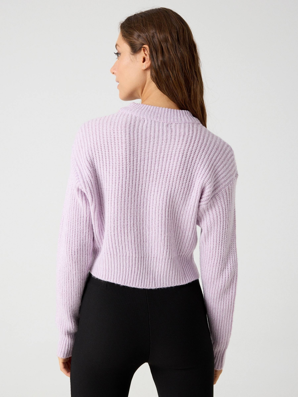 Sweater round neck lilac middle back view