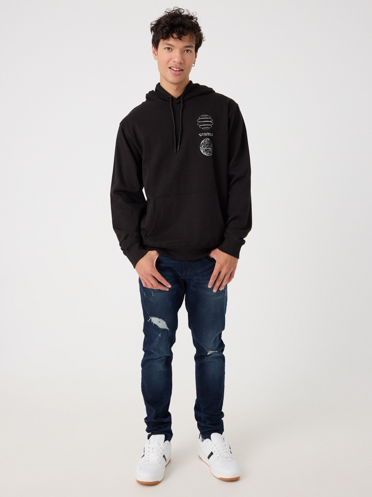 Black hoodie with pocket black front view