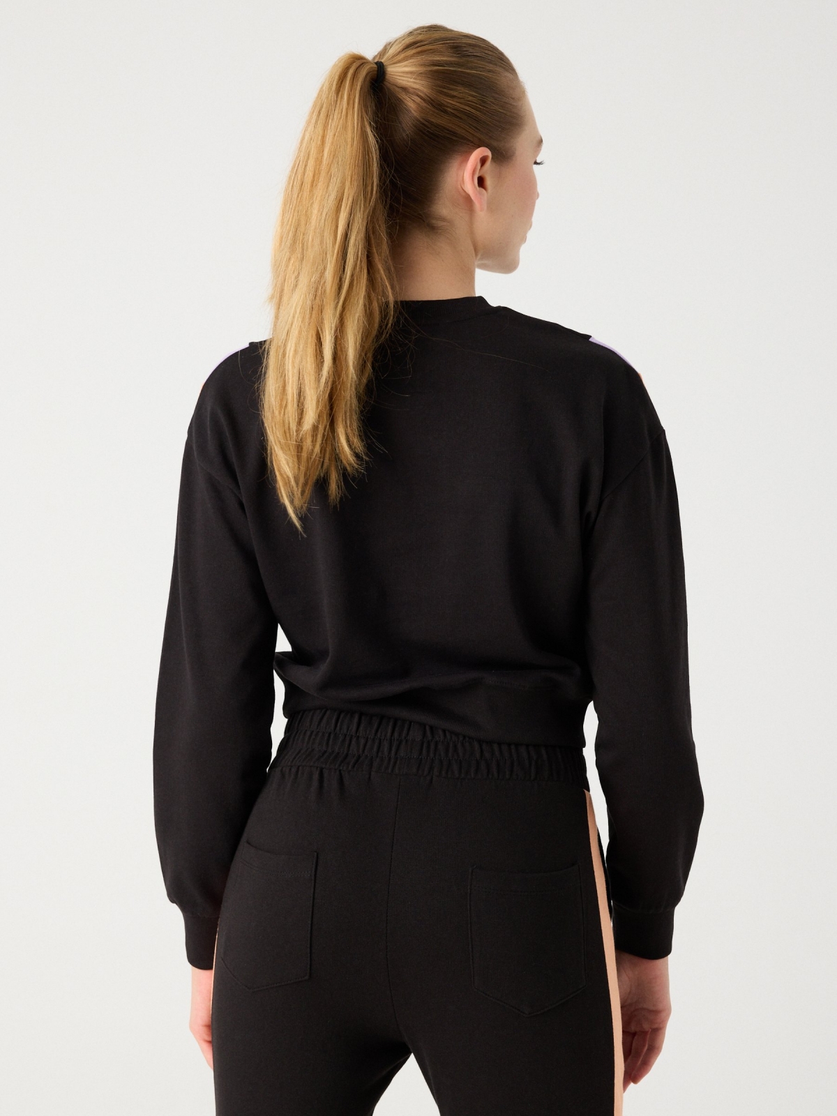 One Day cropped sweatshirt black middle back view