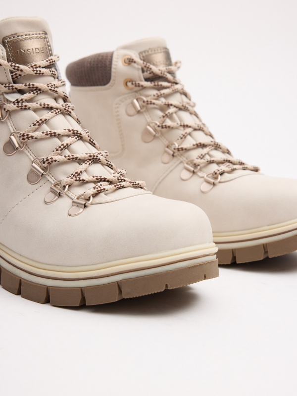 Beige mountain style boot beige detail view