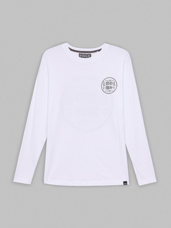  T-shirt japonesa estampada branco