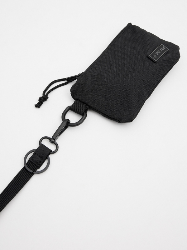 Purse with hanger black 45º side view