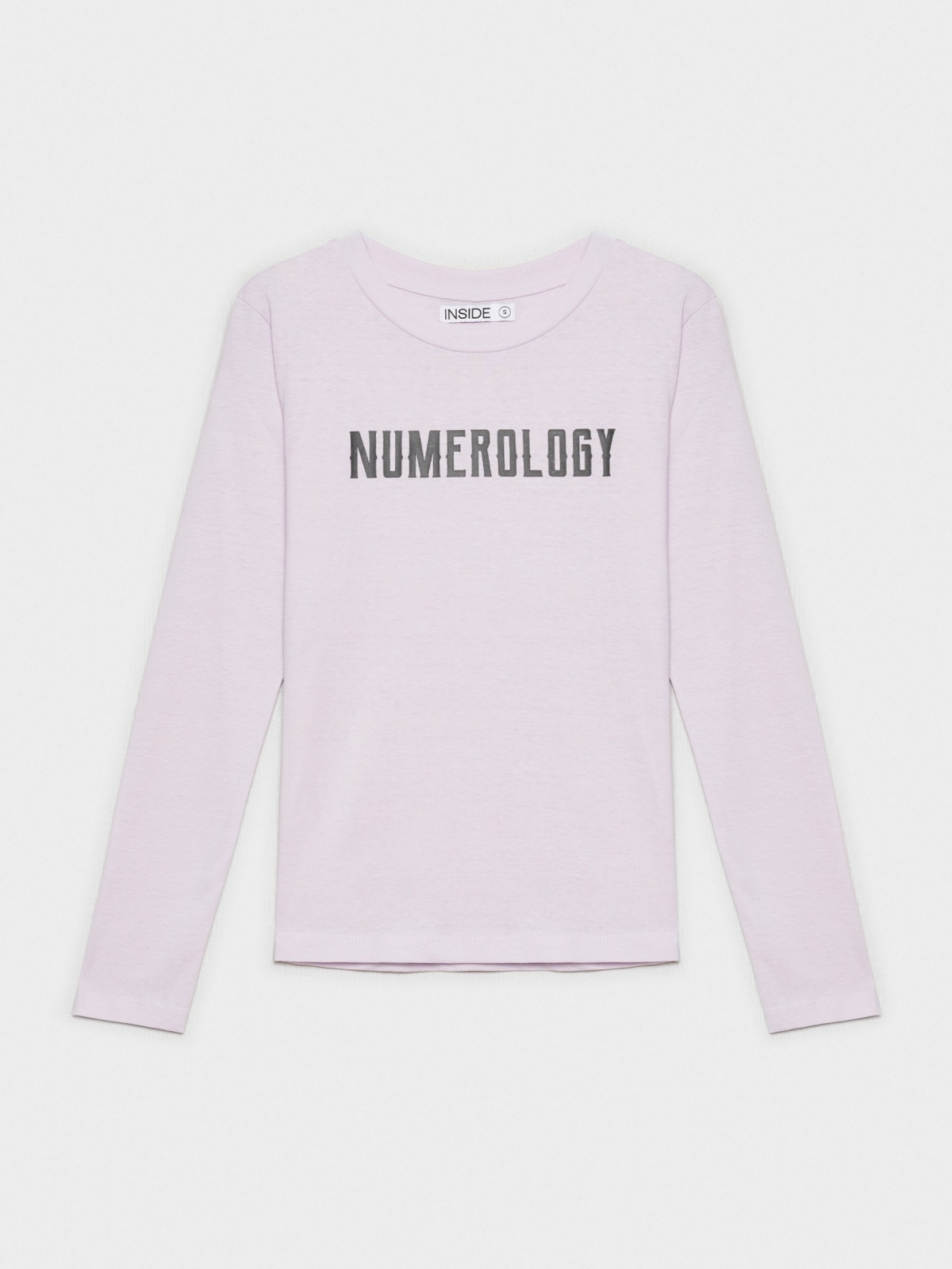  T-shirt preta de numerologia lilás