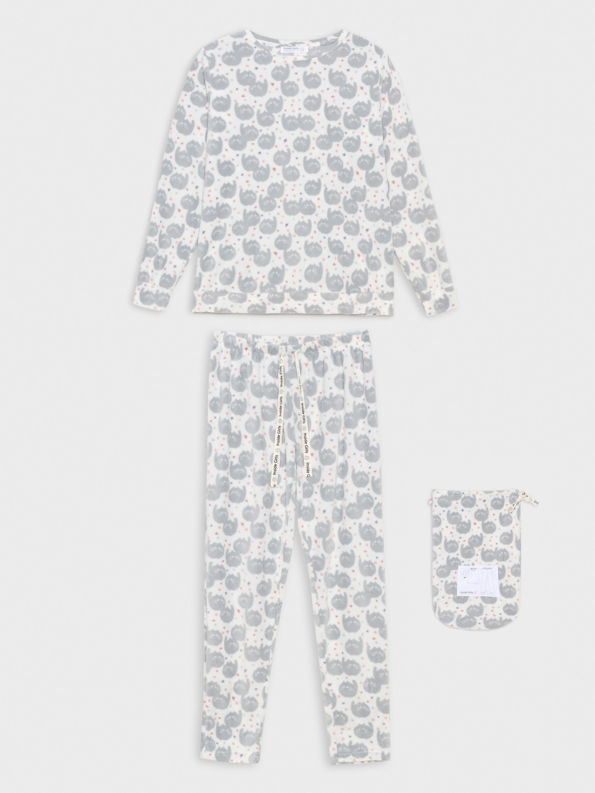 Pijama polar estampado blanco