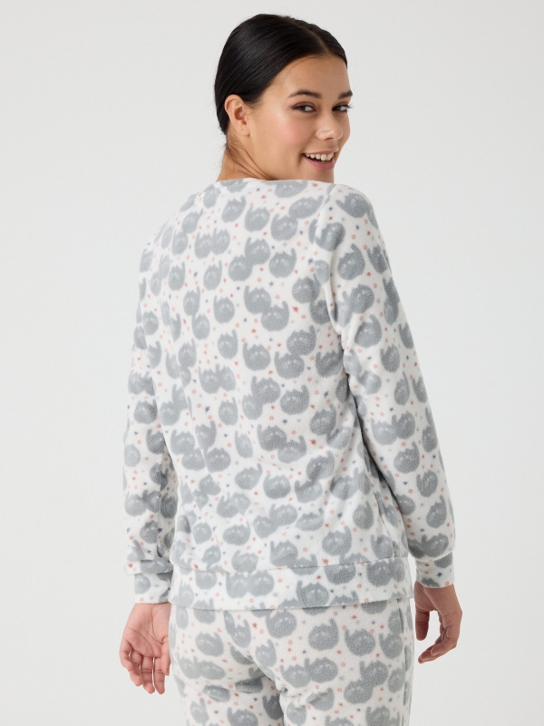 Pijama polar estampado blanco primer plano