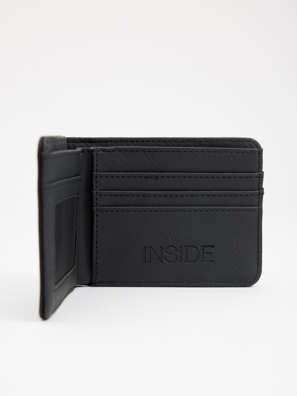 Leather effect wallet with elastic closure black back view