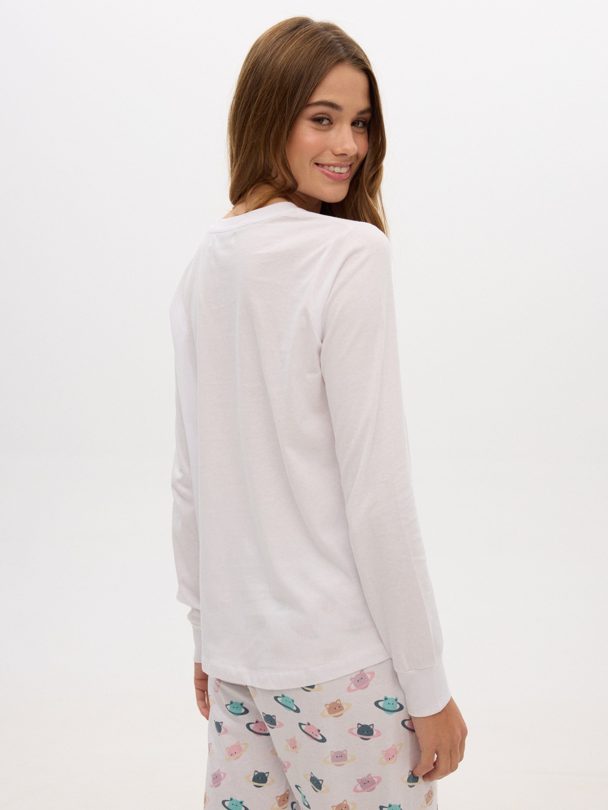 Calças de pijama impressas branco vista geral frontal