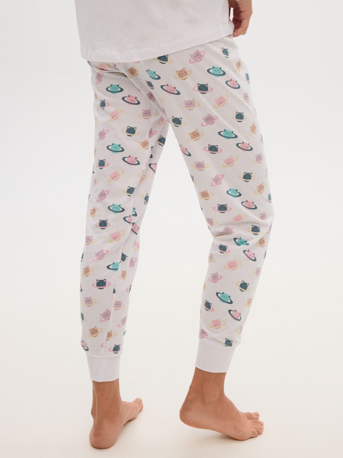 Calças de pijama impressas branco vista detalhe